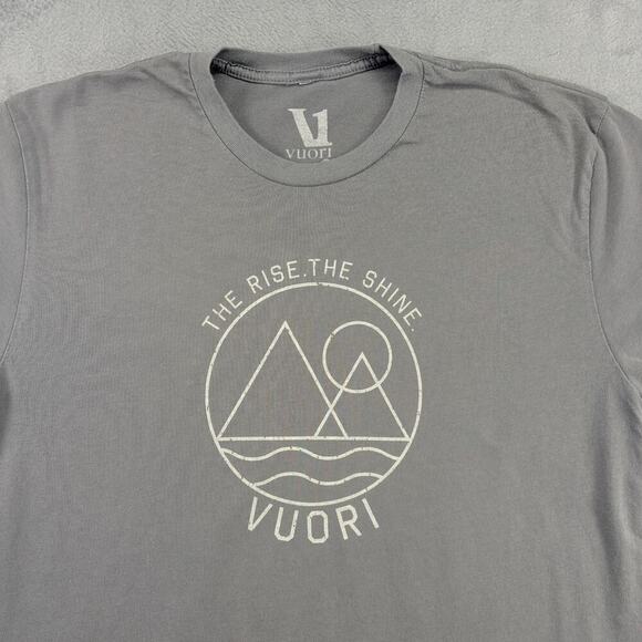 Vuori "The Rise. The Shine." T-shirt Men's Medium Gray Short Sleeve Designer - Picture 3 of 8